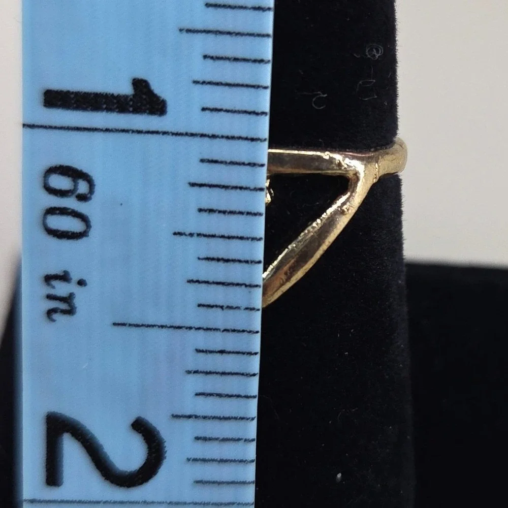 Gold Tone Geometric Open Triangle Ring Minimalist Modern Size 7.5